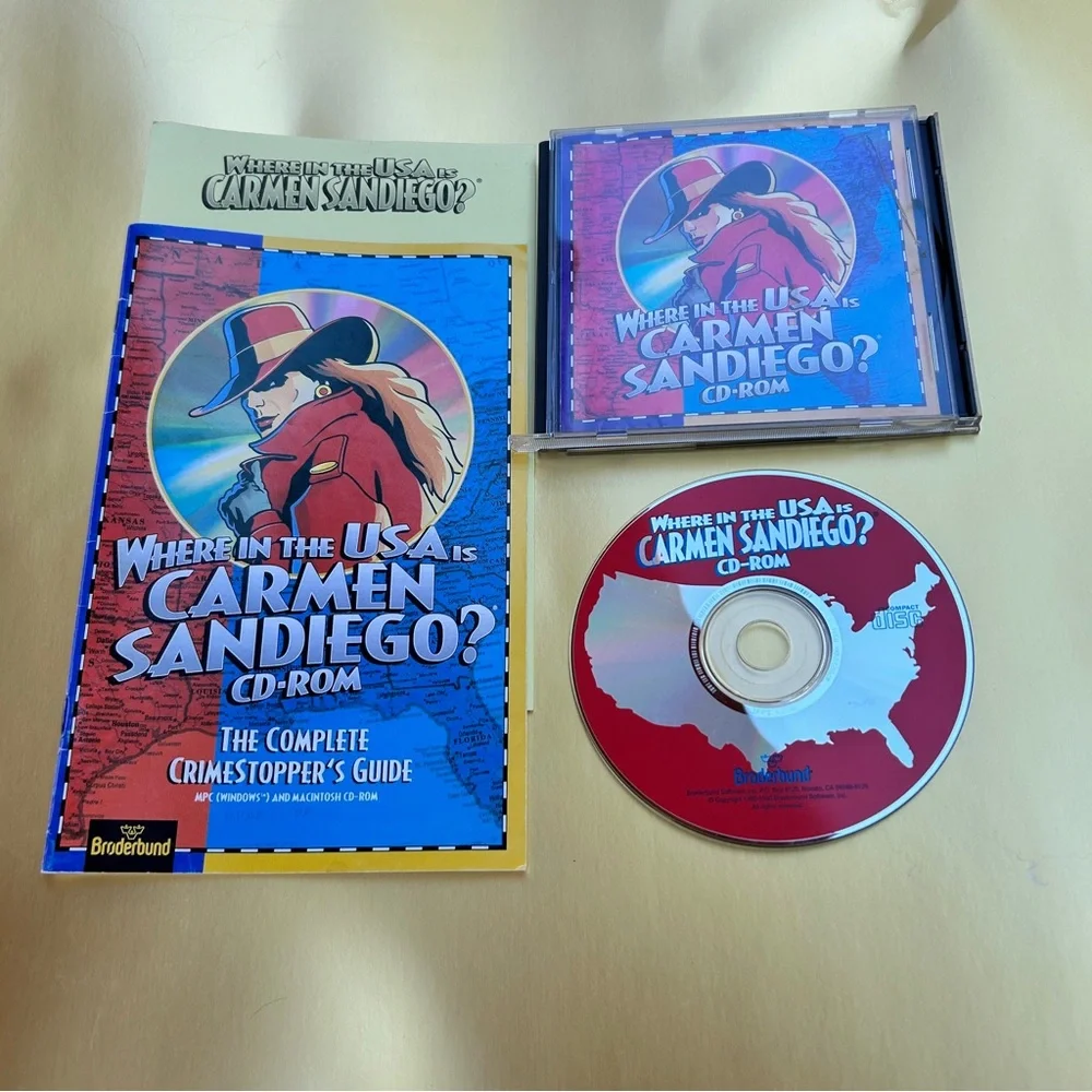 2 CD-Roms Where in the World USA Carmen Sandiego Broderbund